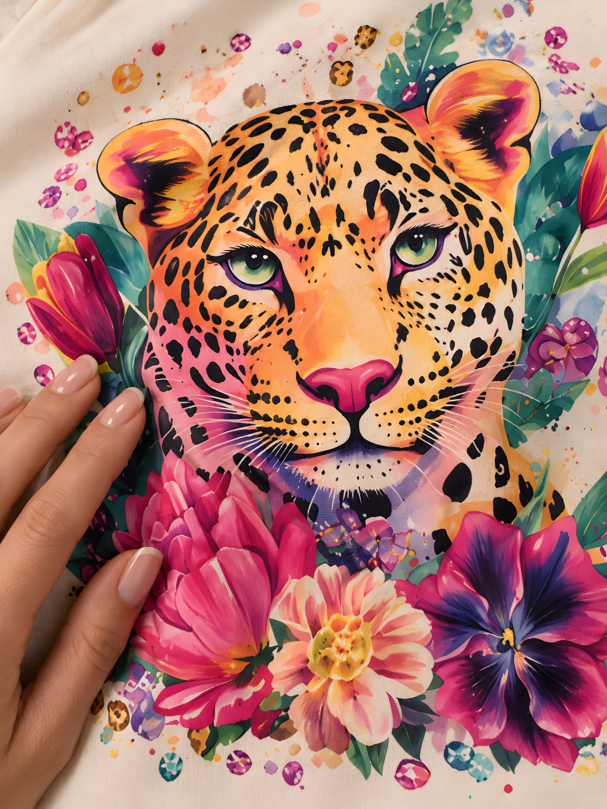 Leopardo Flores Tropicales