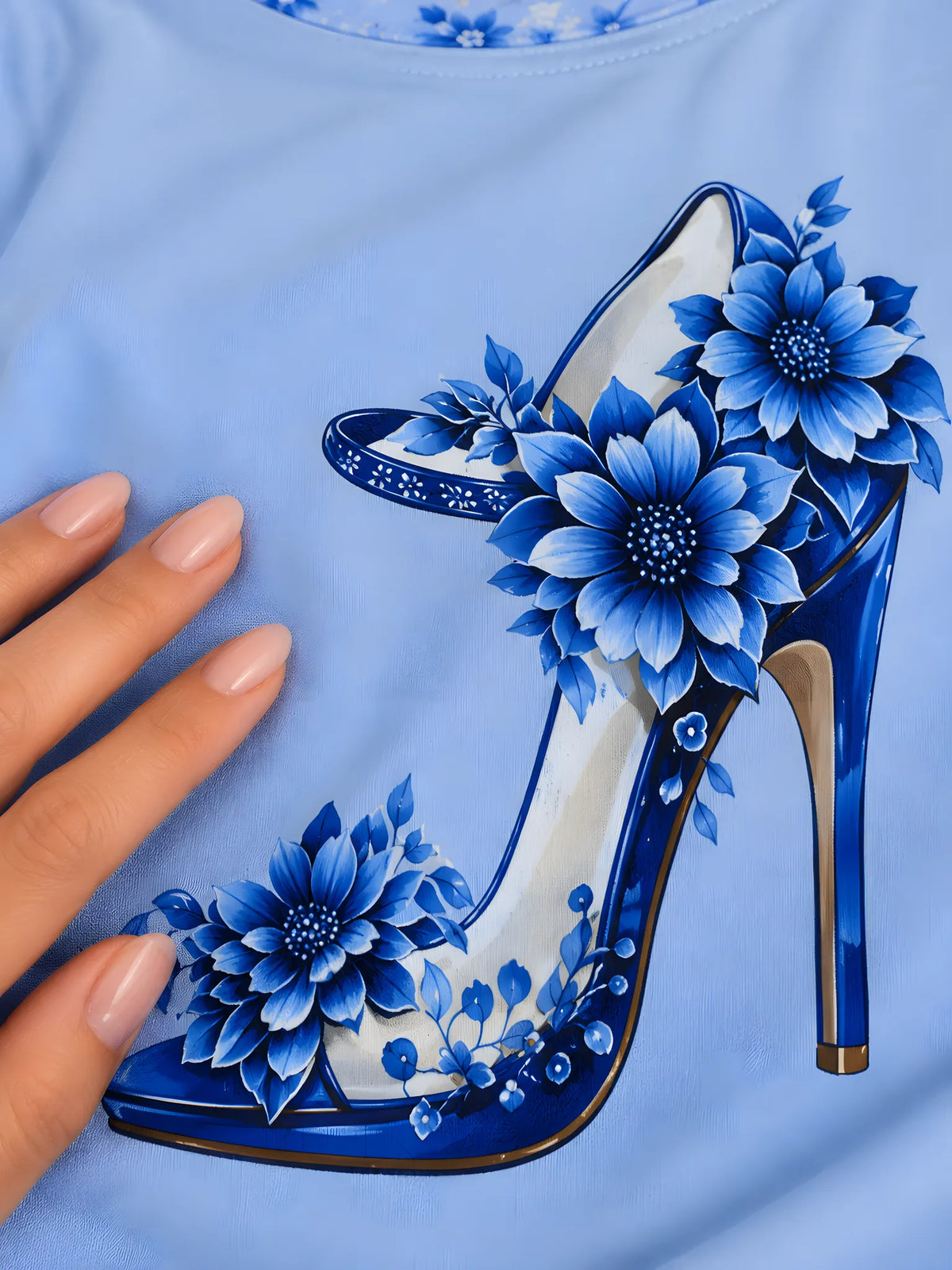 Tacón Floral Azul
