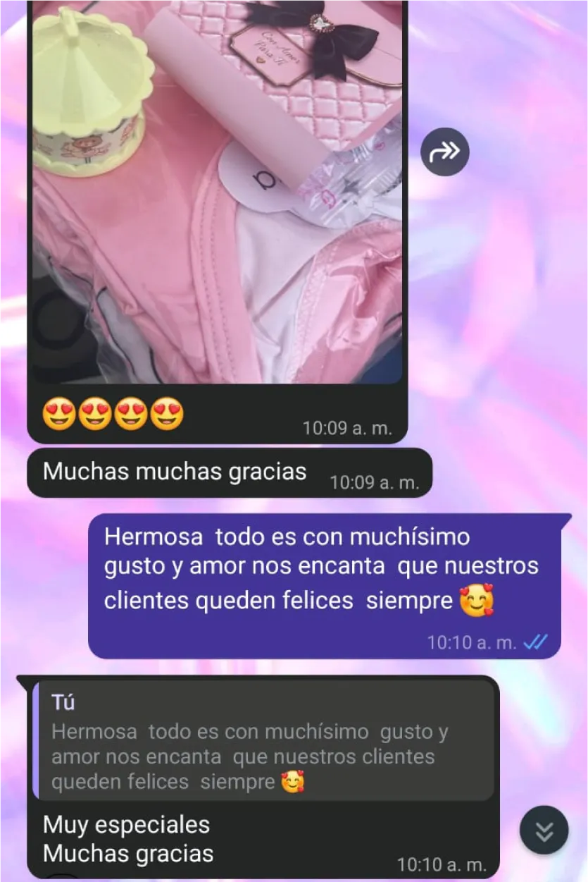Mensaje de clienta por WhatsApp